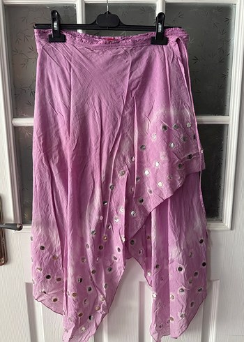Pembe Drapeli Uzun Bohem Kadın Etek