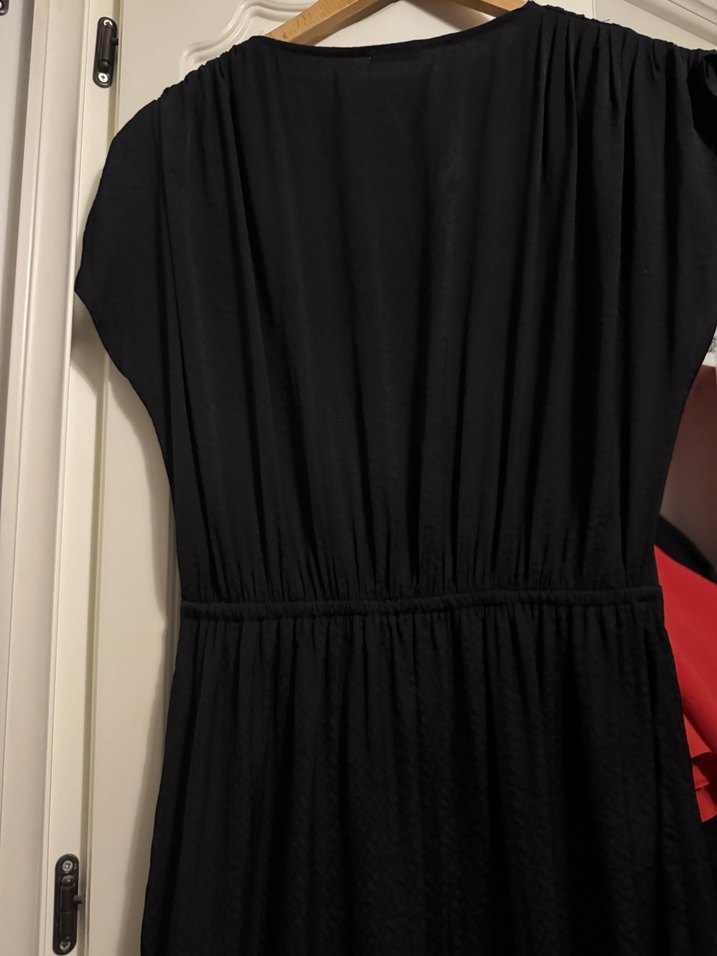 Drapeli Siyah Uzun Hamile Tulum - Görsel 2