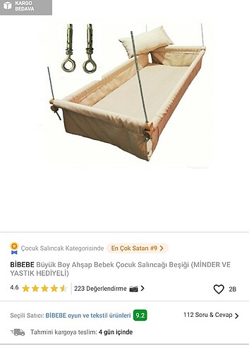 Bebek ve çocuk hamak salıncağı