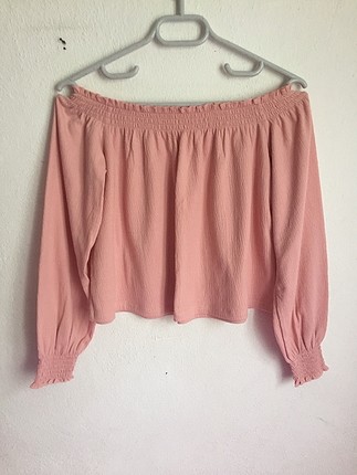 H&M PEMBE OMUZLARI AÇIK BLUZ