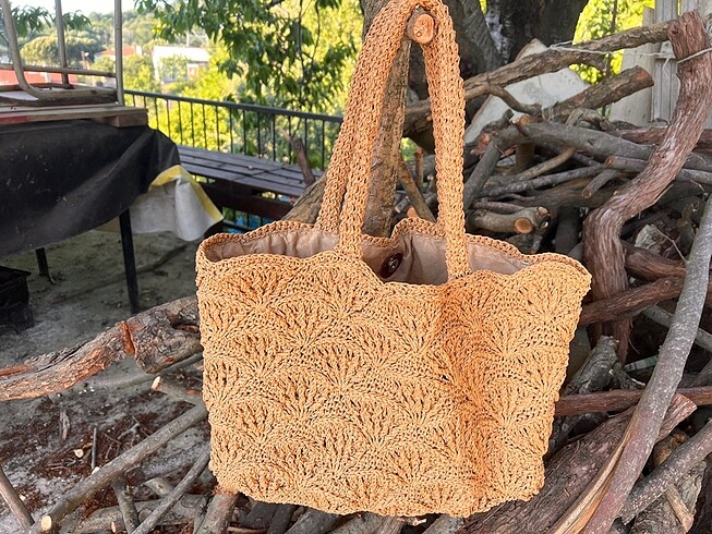 El yapımı jüt çanta mago zara muadili