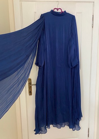 Kadın Lacivert Uzun Pileli Elbise - Görsel 3