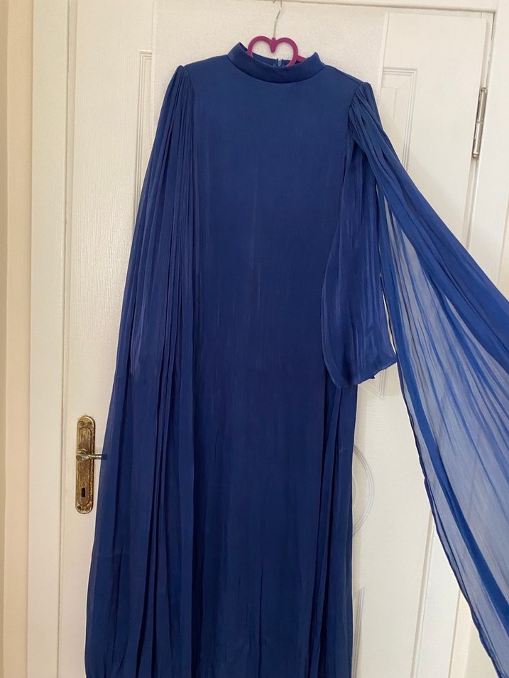 Kadın Lacivert Uzun Pileli Elbise - Görsel 4