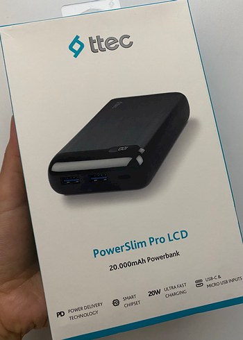 ttec PowerSlim Pro LCD 20.000mAh Taşınabilir Şarj Cihazı