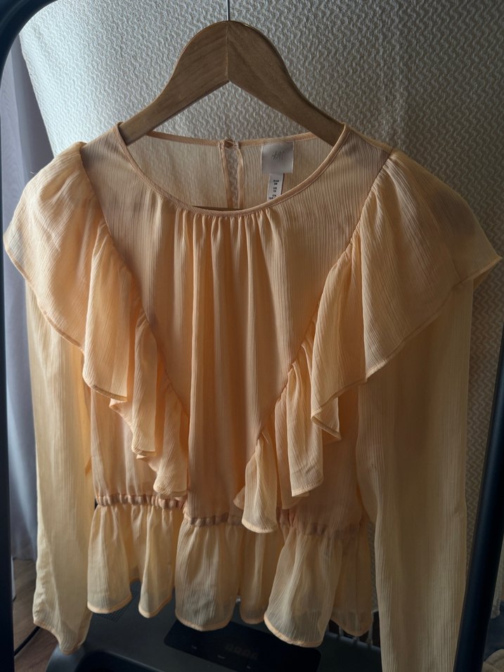 Açık turuncu Fırfırlı Bohem Kadın Bluz - Görsel 3