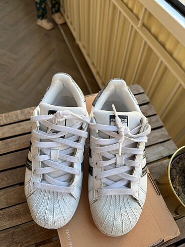 36 Beden beyaz Renk Kadın superstar simli orjinal adidas