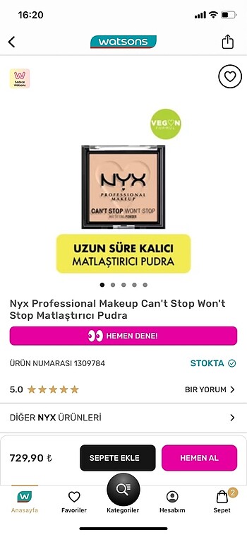  Beden nyx pudra