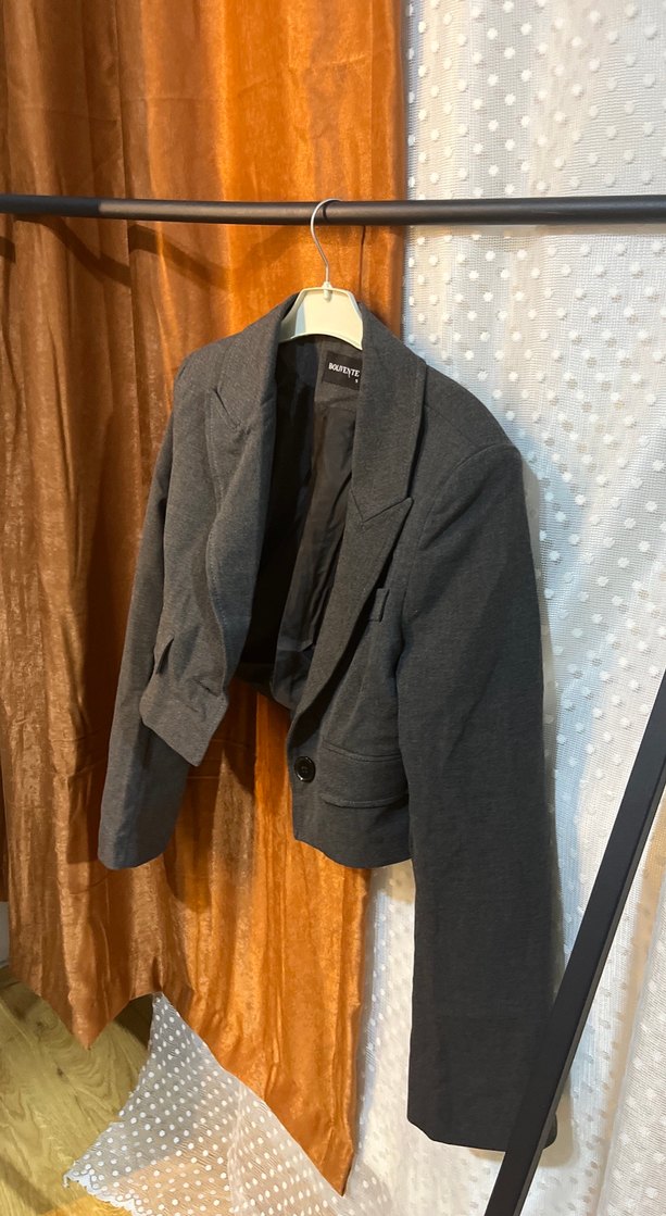 Gri Düğmeli Kadın Blazer Ceket - Görsel 2