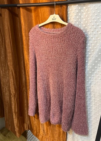 Pembe Kadın Triko Örgü Kazak - Görsel 2