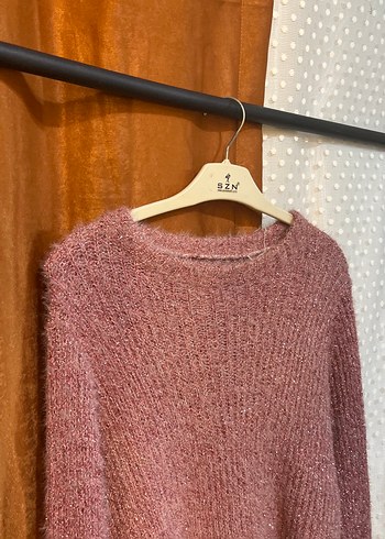 Pembe Kadın Triko Örgü Kazak - Görsel 5