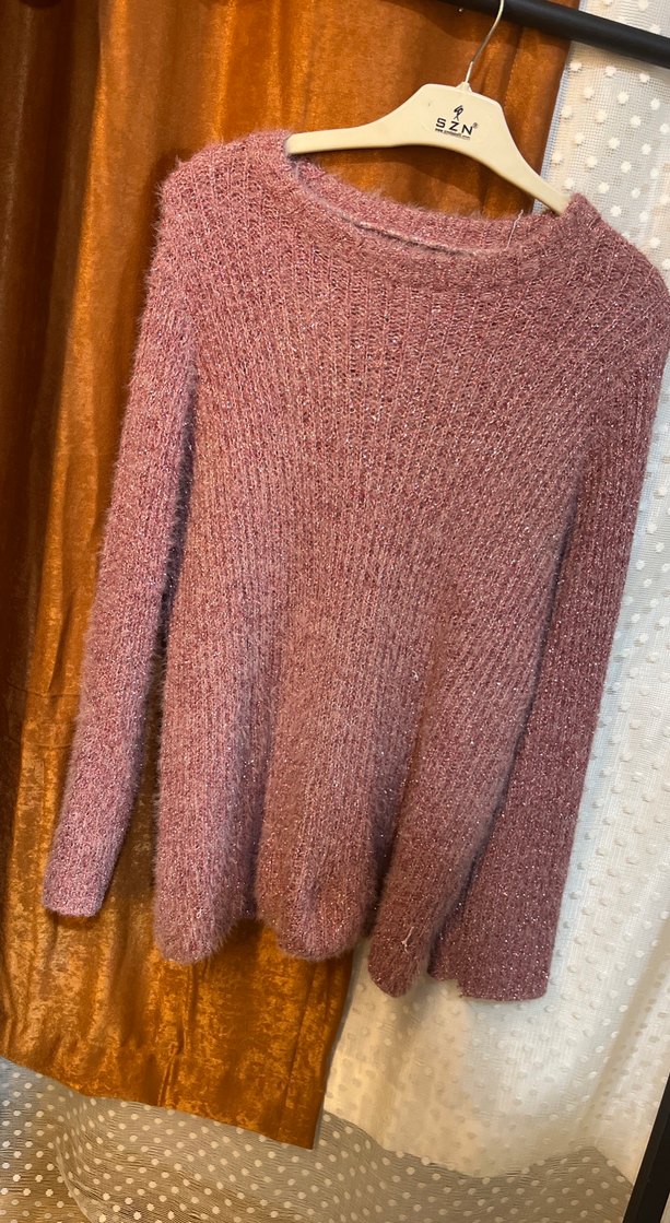 Pembe Kadın Triko Örgü Kazak - Görsel 3