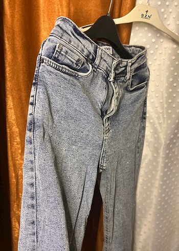 Gri ışıltılı Desenli Kadın Denim Pantolon - Görsel 6