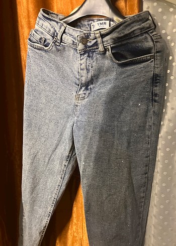 Gri ışıltılı Desenli Kadın Denim Pantolon - Görsel 3