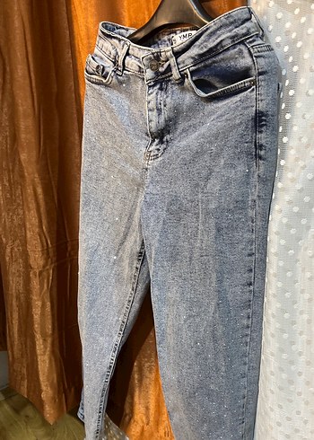 Gri ışıltılı Desenli Kadın Denim Pantolon - Görsel 2