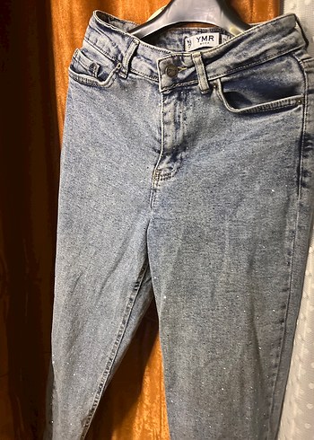 Gri ışıltılı Desenli Kadın Denim Pantolon - Görsel 4