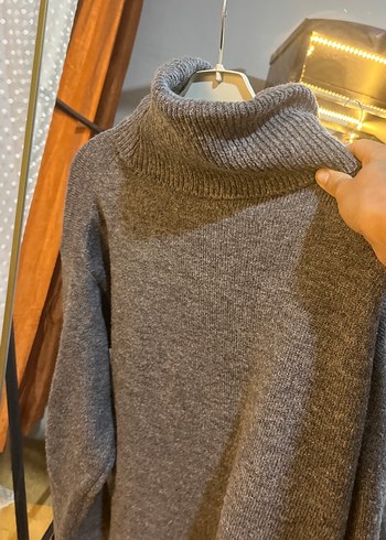 Gri Triko Boğazlı Kadın Kazak - Görsel 4