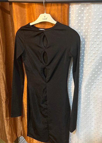 Uzun Kollu Siyah Gotik Midi Elbise - Görsel 2