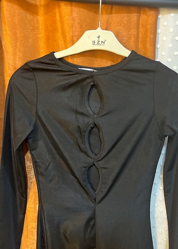 Uzun Kollu Siyah Gotik Midi Elbise - Görsel 3