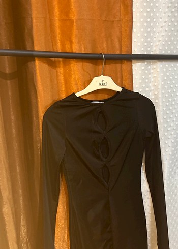 Uzun Kollu Siyah Gotik Midi Elbise - Görsel 4