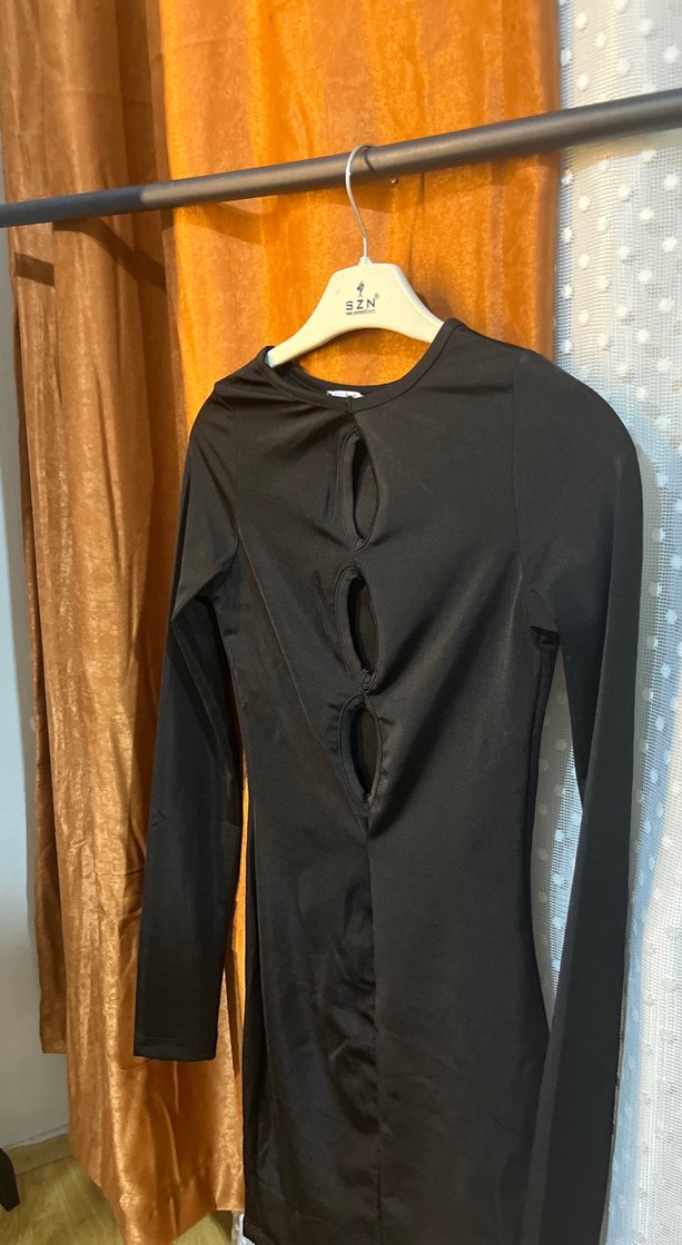 Uzun Kollu Siyah Gotik Midi Elbise - Görsel 5