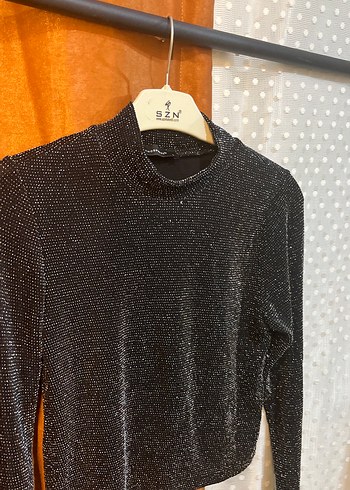 Siyah Uzun Kollu Balıkçı Yaka Mini Triko Bluz - Görsel 4