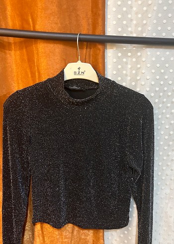 Siyah Uzun Kollu Balıkçı Yaka Mini Triko Bluz - Görsel 3