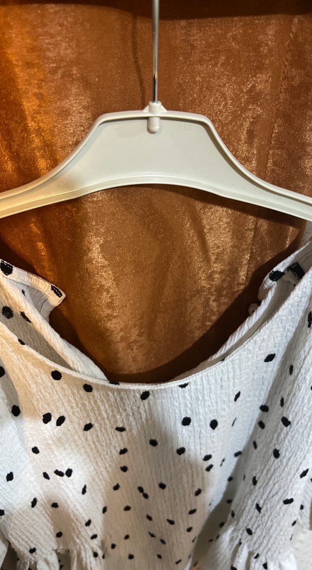 Düğmeli Puantiyeli Kısa Kollu Mini Bluz - Görsel 5