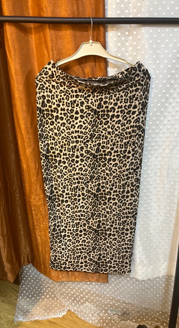 Kahverengi Leopar Desenli Uzun Etek - Görsel 2