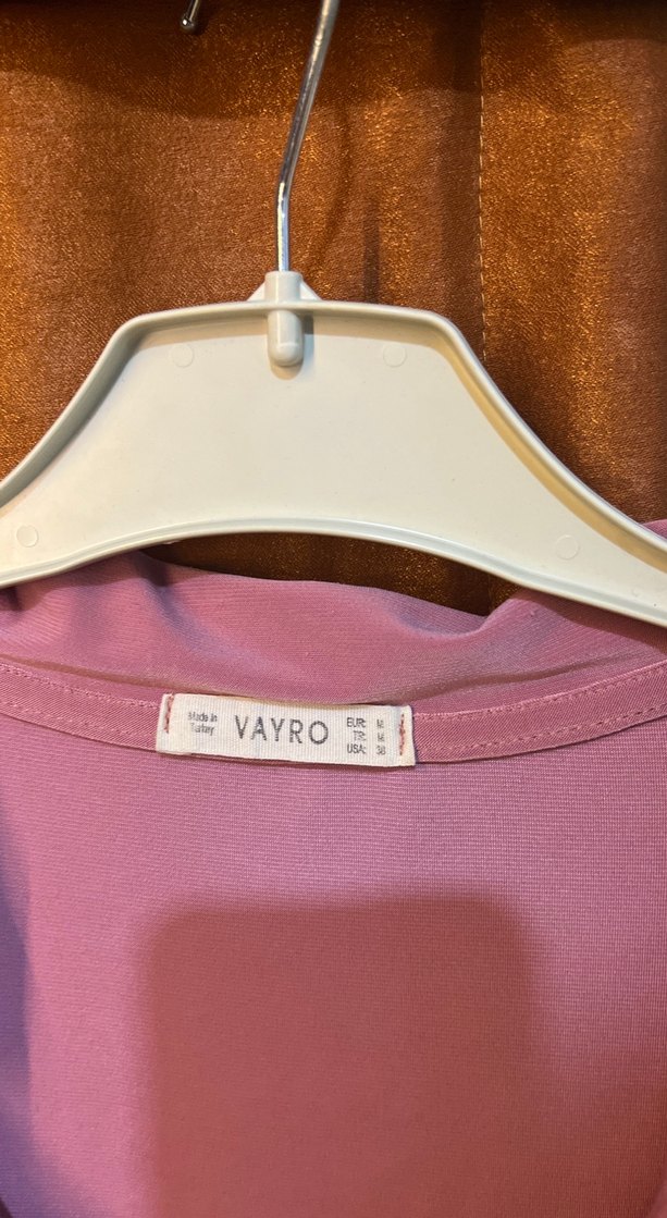 Pembe V Yakalı Uzun Kollu Kadın Bluz - Görsel 5