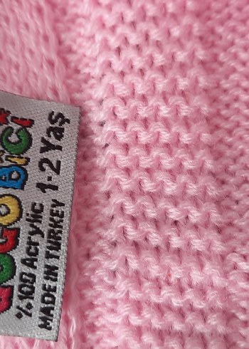 Pembe Nakışlı Örgü Bebek yeleği - Görsel 6