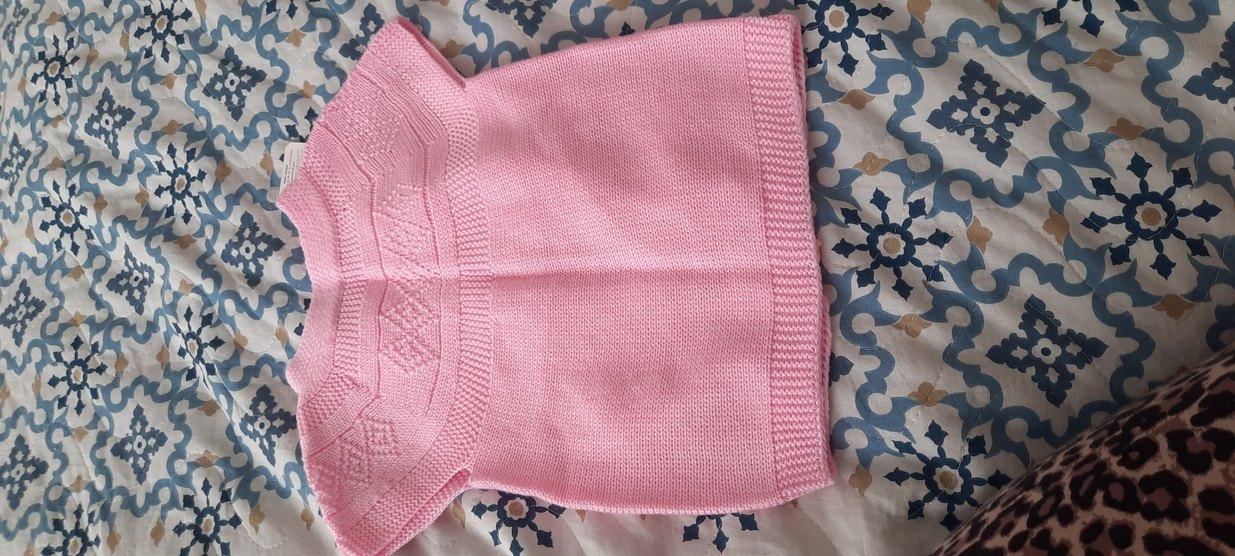 Pembe Nakışlı Örgü Bebek yeleği - Görsel 5