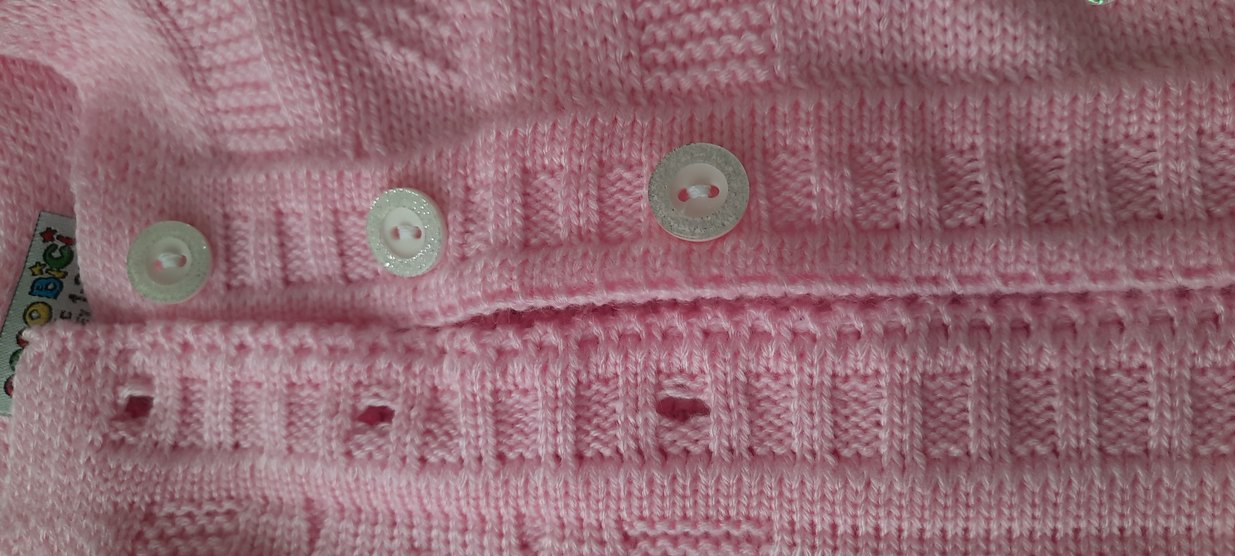 Pembe Nakışlı Örgü Bebek yeleği - Görsel 4