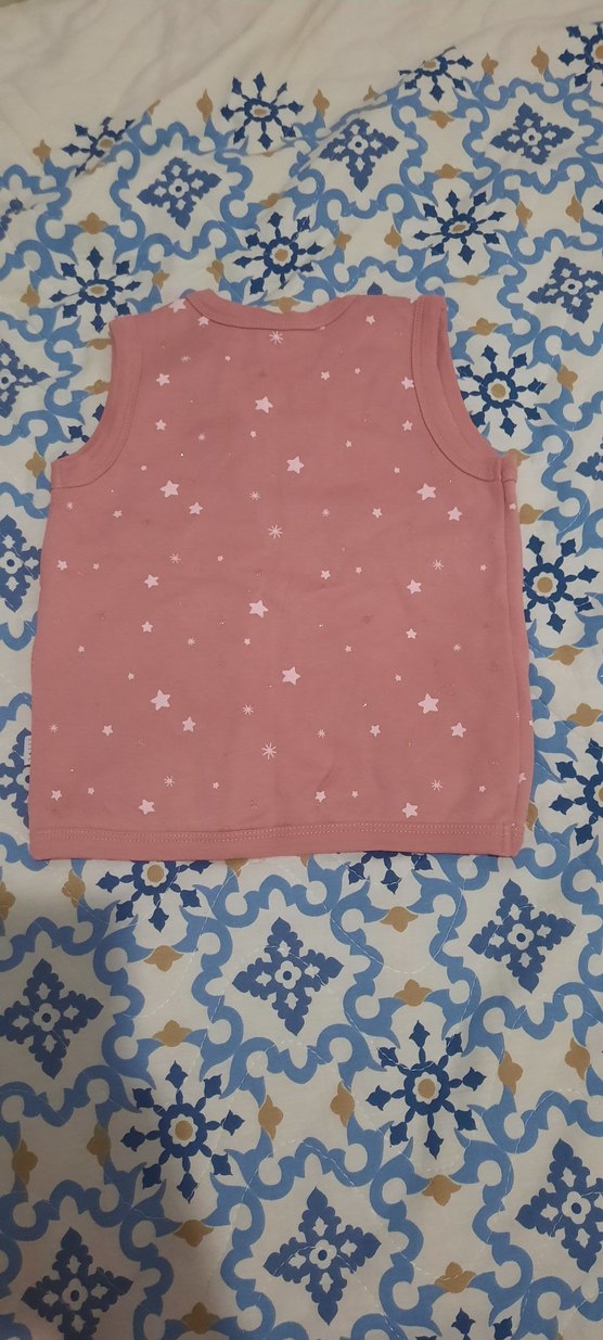 Kız Çocuk Pembe Desenli Düğmeli Yelek - Görsel 2