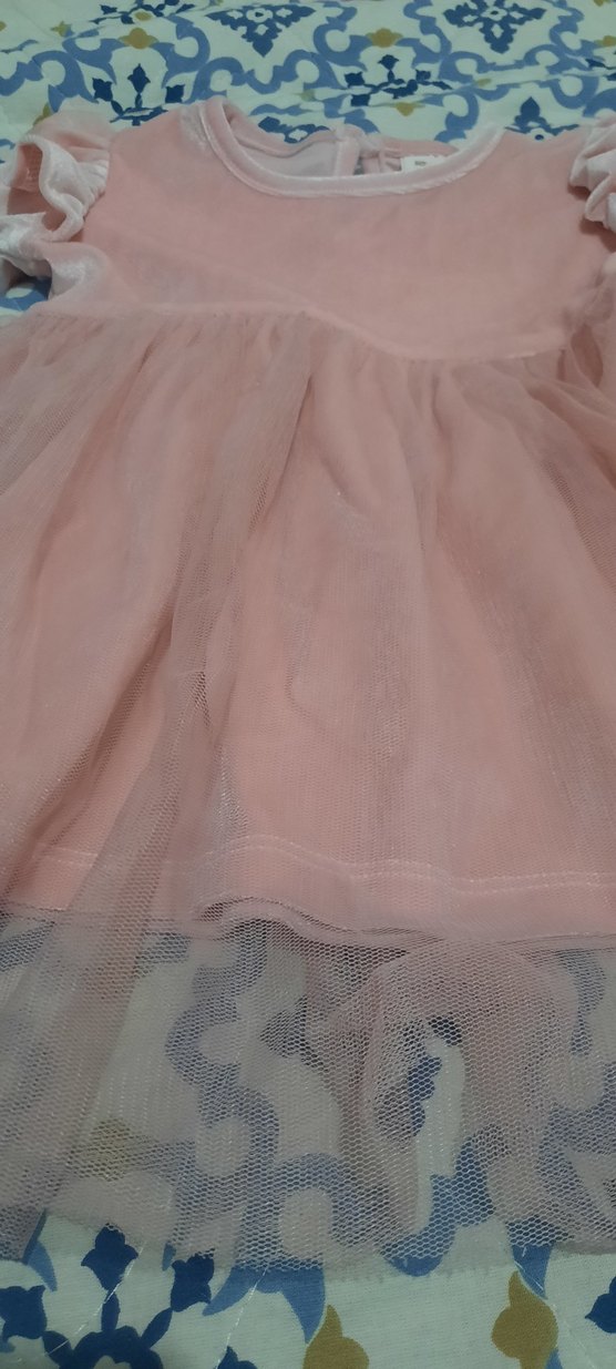 Uzun Kollu Pembe Kız Çocuk Elbise - Görsel 2