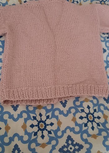 Pembe Nakışlı Kız Çocuk Triko Hırka - Görsel 3