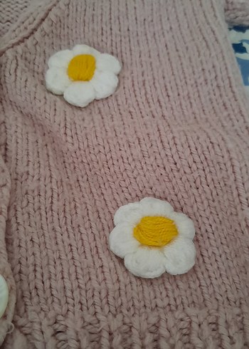 Pembe Nakışlı Kız Çocuk Triko Hırka - Görsel 2