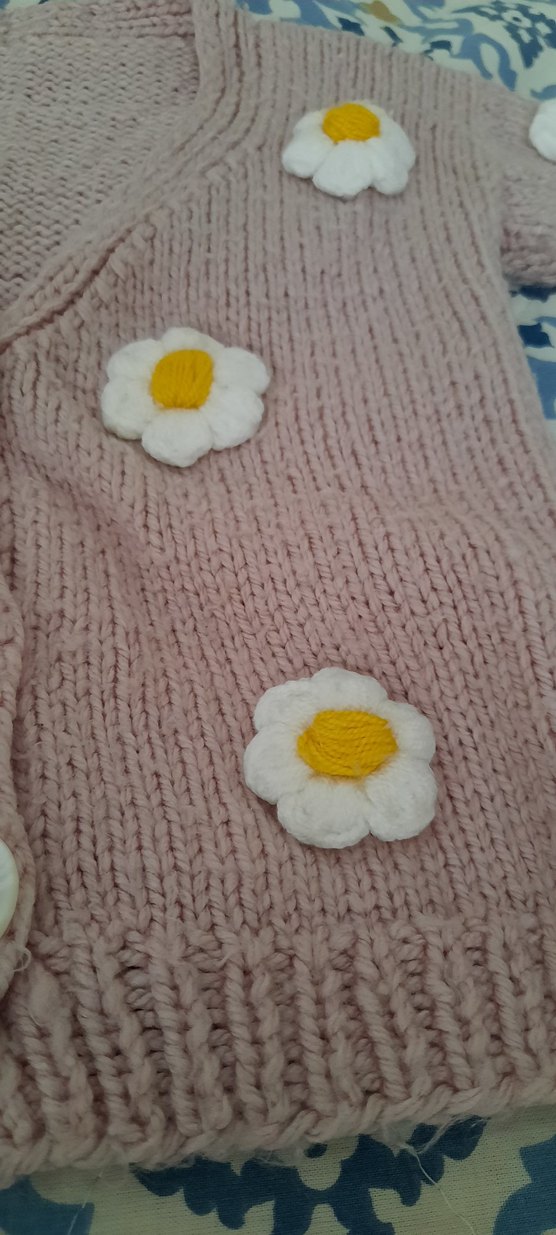 Pembe Nakışlı Kız Çocuk Triko Hırka - Görsel 2