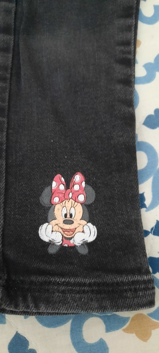 Kız Çocuk Siyah Nakışlı Denim Pantolon - Görsel 3