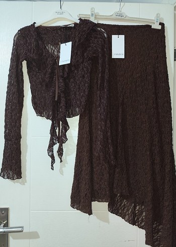 Dantel Detaylı Kahverengi Elbise - Görsel 2