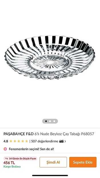 Paşabahçe Nude Serisi Çay Tabağı