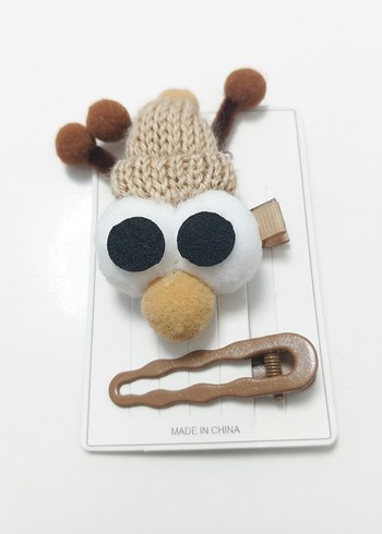 Peluş Detaylı Bej Çocuk Toka Seti - Görsel 4