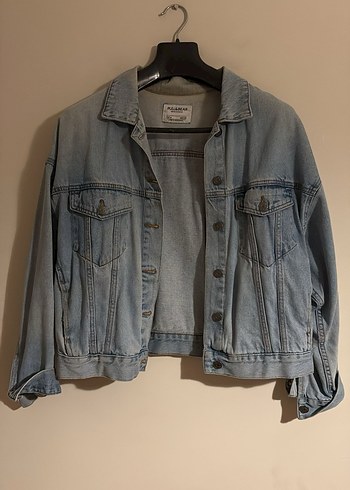 Kadın Gri Denim Ceket, Rahat Kesim, Düğmeli