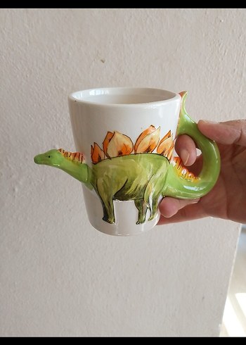 Yeşil Dinozor Kulplu Seramik Kupa