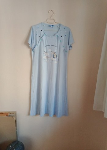 Uzun Kollu Mavi Baskılı Emzirme Sabahlığı - Görsel 3