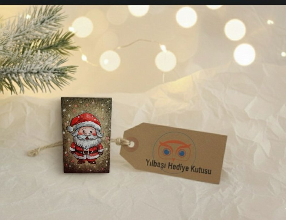 Renkli Yılbaşı Hediye Kutusu ve Süsleri - Görsel 2