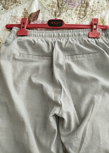 m Beden Gri Kadın Keten Rahat Kesim Pantolon