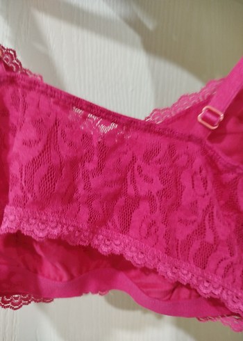 s Beden Pembe Dantel Bohem Mini Bralet