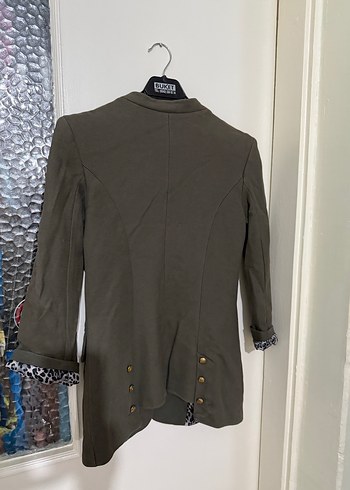 Diğer Gri Yılan Desenli Düğmeli Kadın Blazer