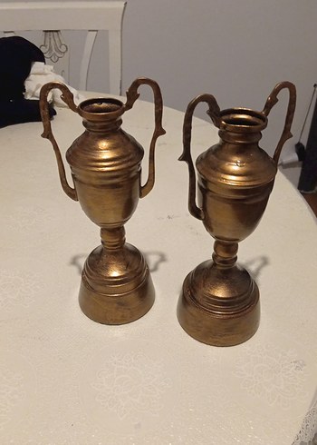 American Vintage Parlak Altın Renkli Çift vazo