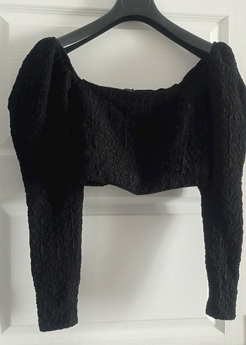 Siyah Drapeli Tekstil Gotik Bluz